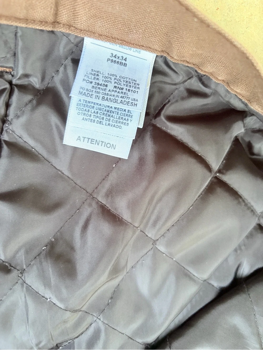 Berne Mens Highland Washed Duck Insulated Cargo-Style Work Pants